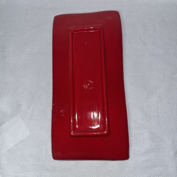 Candy Dish Made in Italy Rectangle Christmas Tree Pattern Red Bright Stars READ - Picture 4 of 10